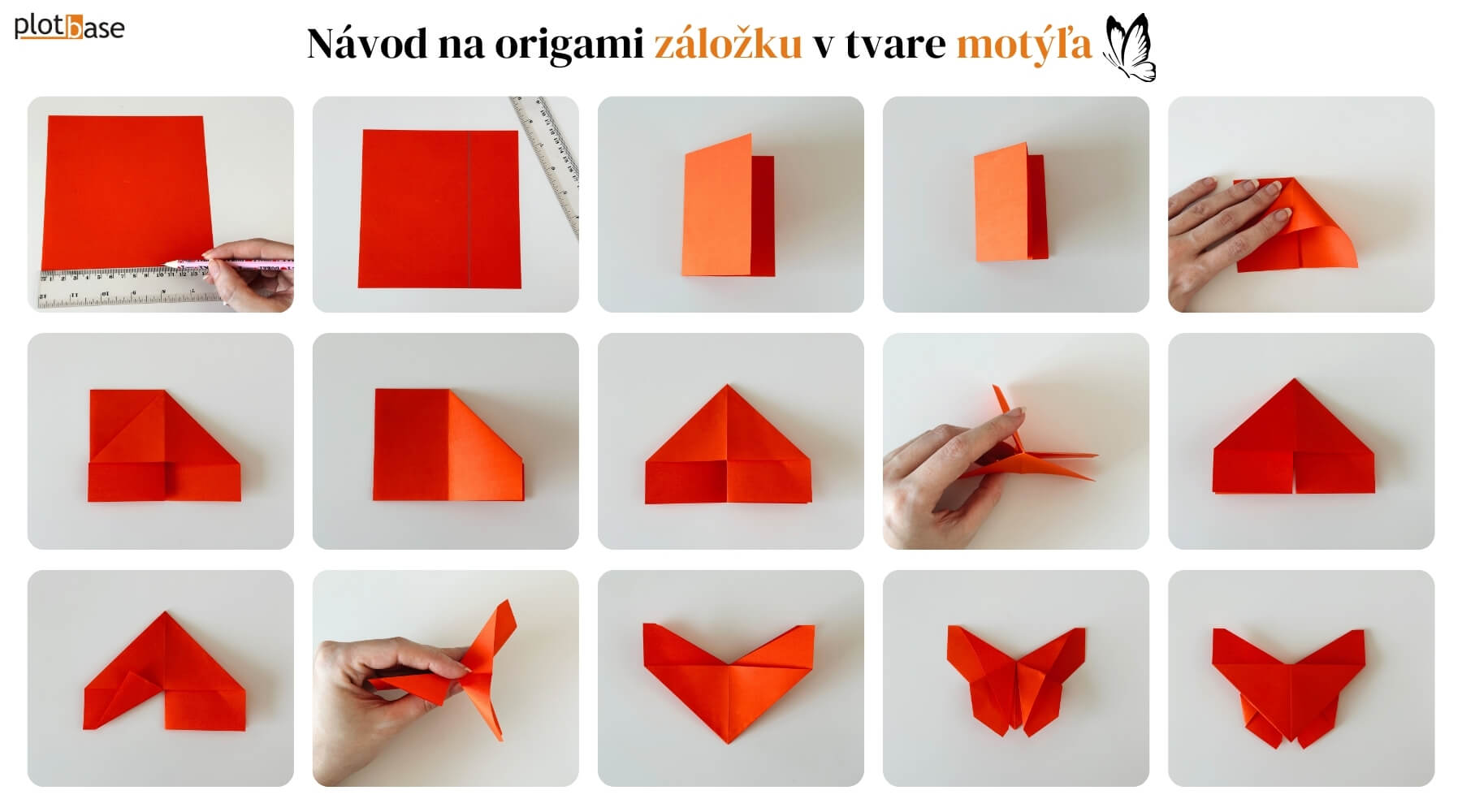 Návod na výrobu origami záložky v tvare motýľa.
